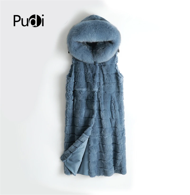 PUDI ZY18558 Женское пальто из натуральной шерсти с узором в елочку из ткани женский кроличий мех подкладка Лисий меховой воротник для отдыха осень/зима шерсть длинная верхняя одежда