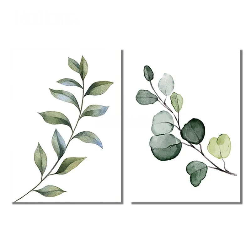 

Poster Card Wall Stickers Room Decoration Accessories European Style Fresh Green Leaf Canvas Picture Plant Hanging Painting