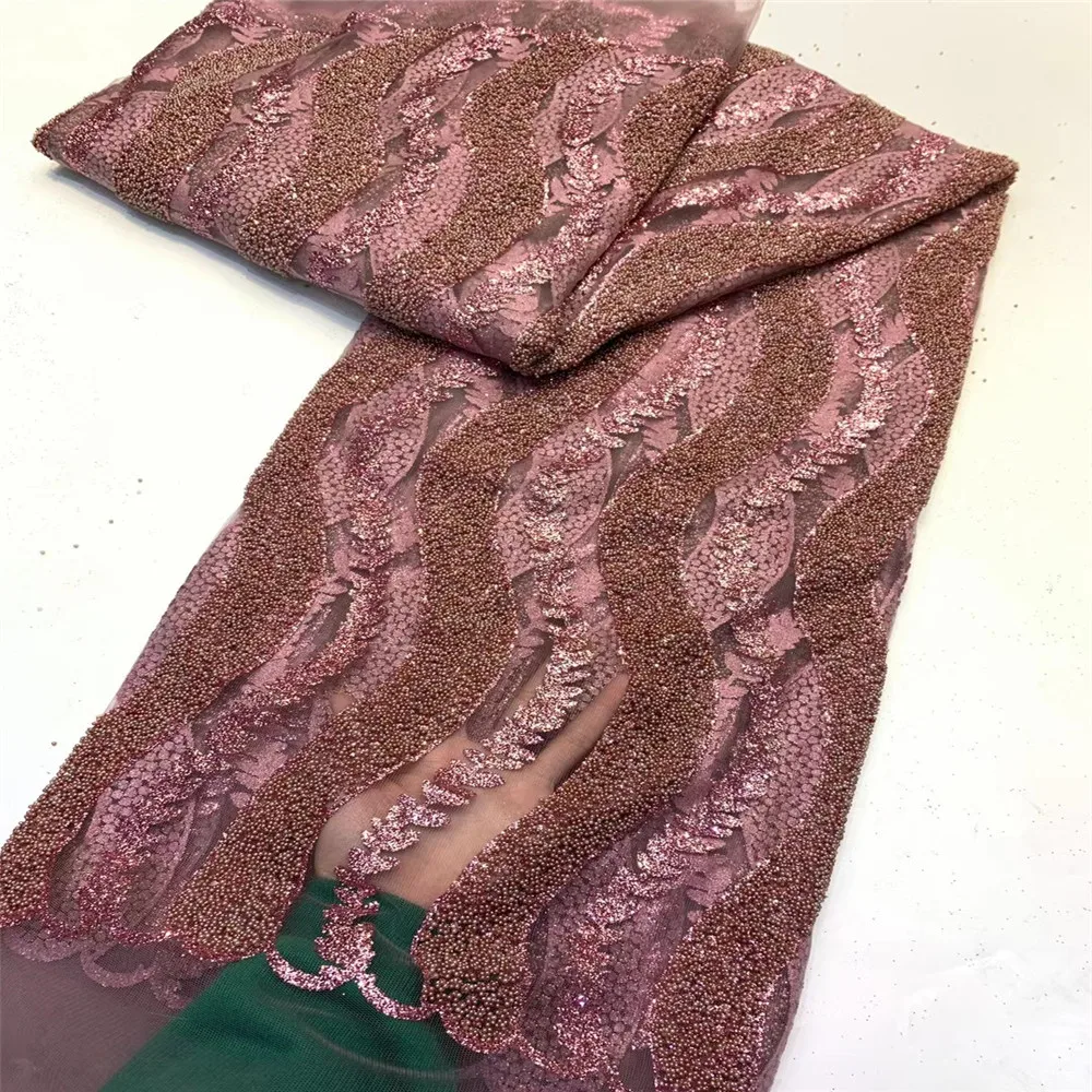 

African Lace Fabric 2021 High Quality French Mesh Lace Fabric With Sequins Nigerian Lace Fabrics For Wedding Dress zx68-5