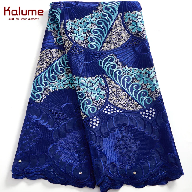 

Kalume Cotton Lace Fabric African Swiss Voile 5 Yards Lace Fabric 2021 High Quality Embroidery Stones For Diy Dress Sewing F2556