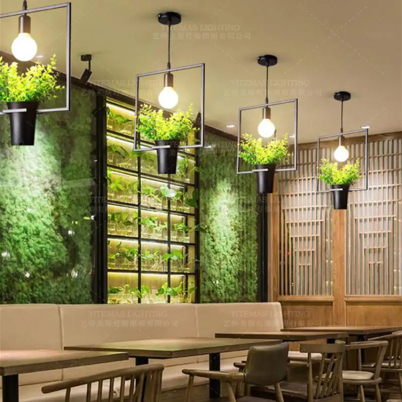 Современный маленький зеленый подвесной светильник для растений лофт кухонная