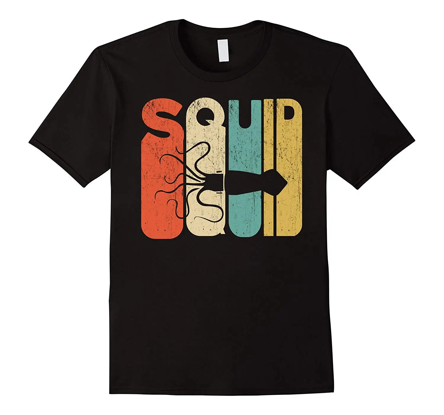 

Vintage Style Squid Silhouette Printed T-Shirt. Summer Cotton Short Sleeve O-Neck Mens T Shirt New S-3XL