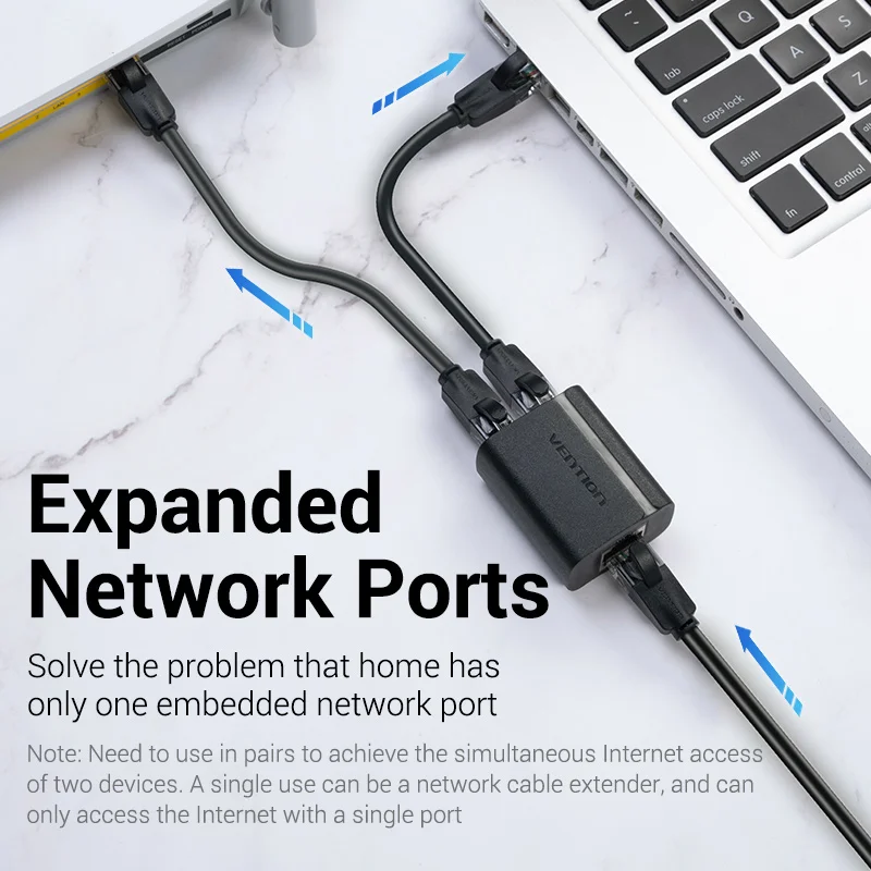 Сплиттер RJ45 Vention разветвитель 1 2 сетевой адаптер Женский Сетевой удлинитель