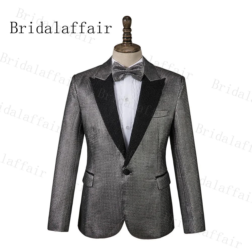 Bridalaffair современный металлический стиль мужские смокинги черный пятнистый пик