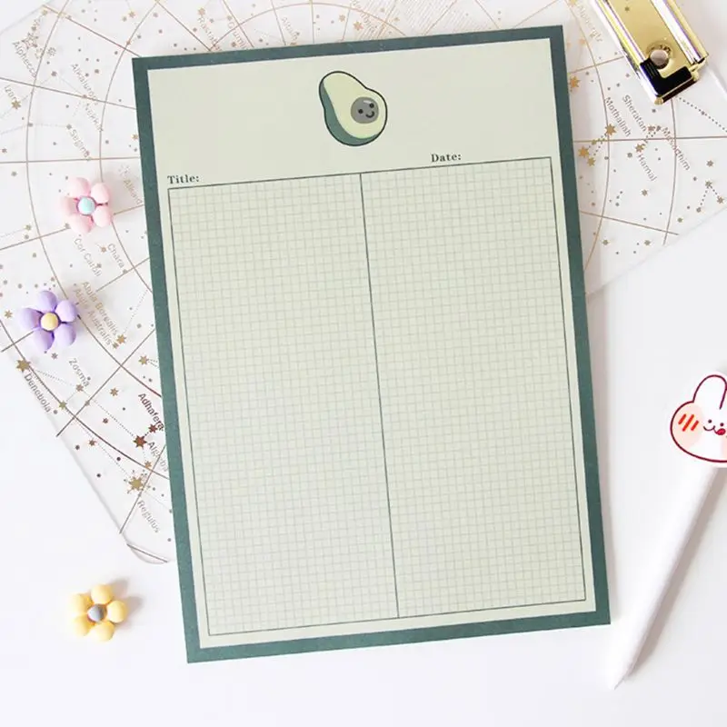 

4pcs Cartoon Bear Floret Avocado Grid Memo Pad Kawaii Diary Notebook Stickers P9YA