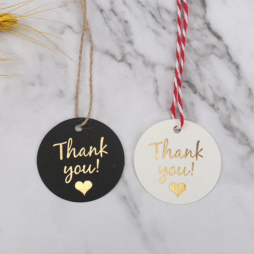 

100pcs Hot Stamping Round Tag "thank You" Tags For Wedding Party Favors Decoration Tags Packaging Hang Handmade Paper Tags