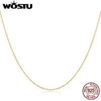 wostu classic basic cable chain necklace 925 sterling silver lobster clasp adjustable gold color necklace chain fashion jewelry