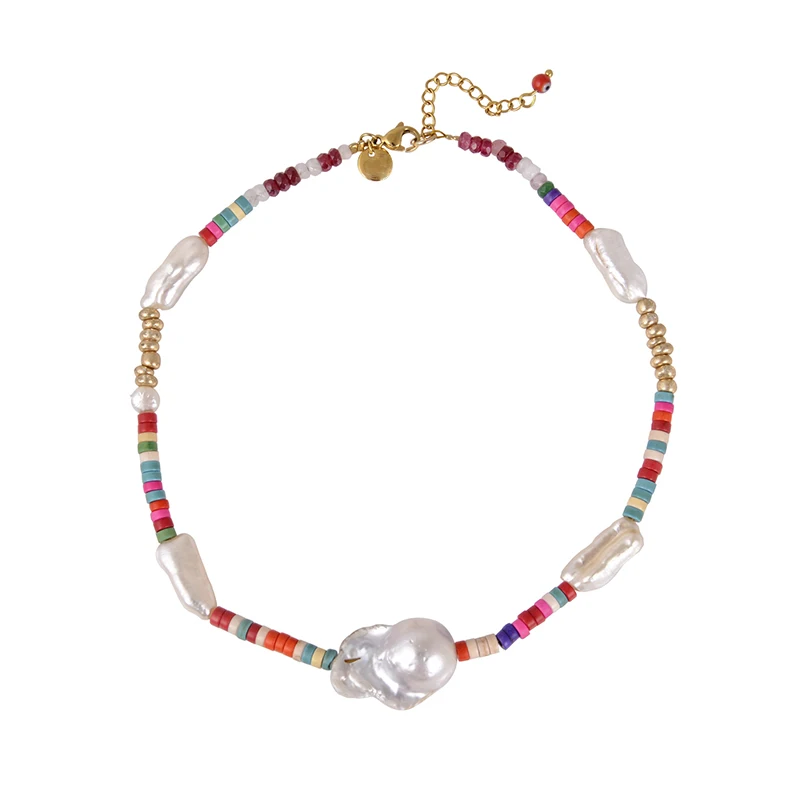 Женское короткое ожерелье с пресноводным жемчугом в стиле барокко|Колье| |