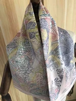 2021 new arrival fashion elegant pink garden 100 silk scarf 9090 cm square shawl twill wrap for women lady girl