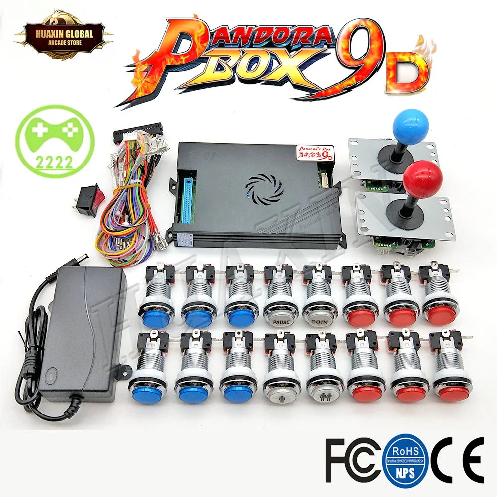 2 игрока оригинальный Pandora Box 9D 2222 копия SANWA Джойстик хромиросветодиодный