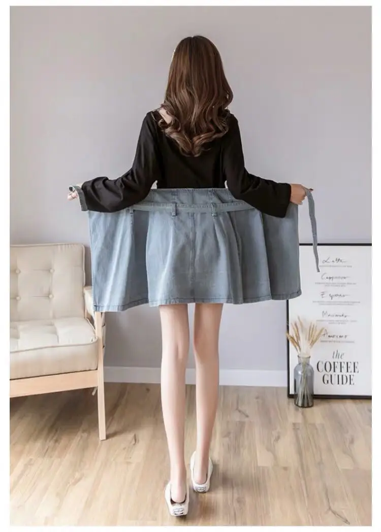 Женская джинсовая юбка с эффектом потертости трапециевидная облегающая высокой