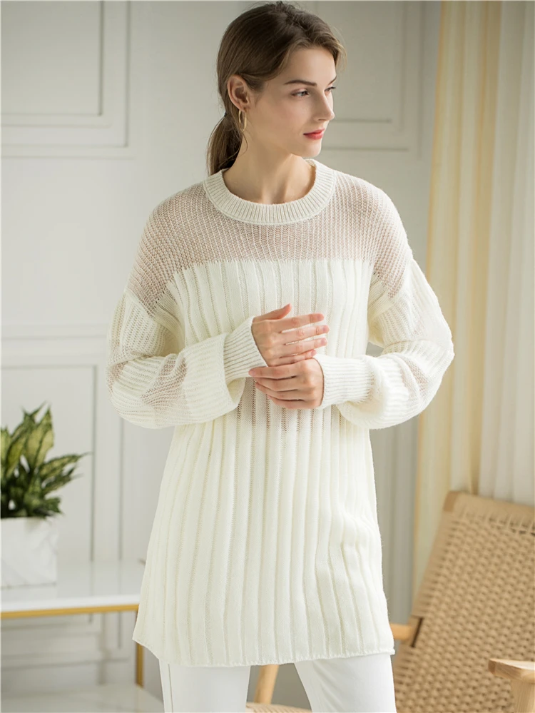 Colorfaith Women Sweater Dresses Pullover 2019 Autumn Winter Korean Style Fashionable patchwork Transparent Elegant Casual SW412 | Женская
