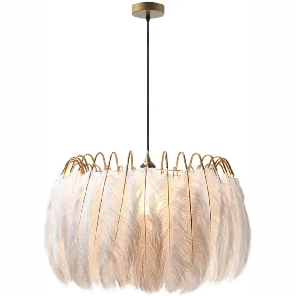 

Bokt Lighting Nordic White Feather Pendant Light 1 Light Modern Children's Girl Bedroom Decor Chandelier Hanging Lights Lamps