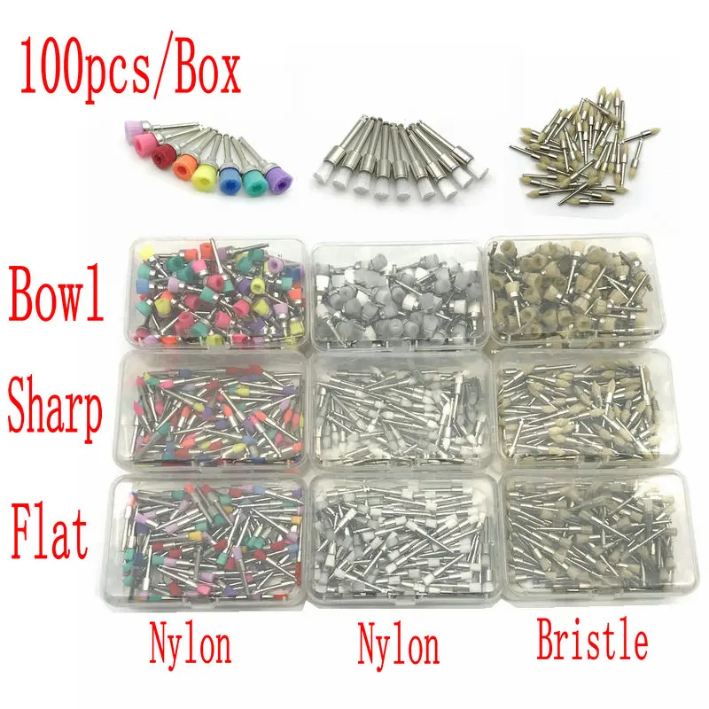 100 шт./кор. одноразовое устройство для полировки зубов зубные щетки с ворсинками