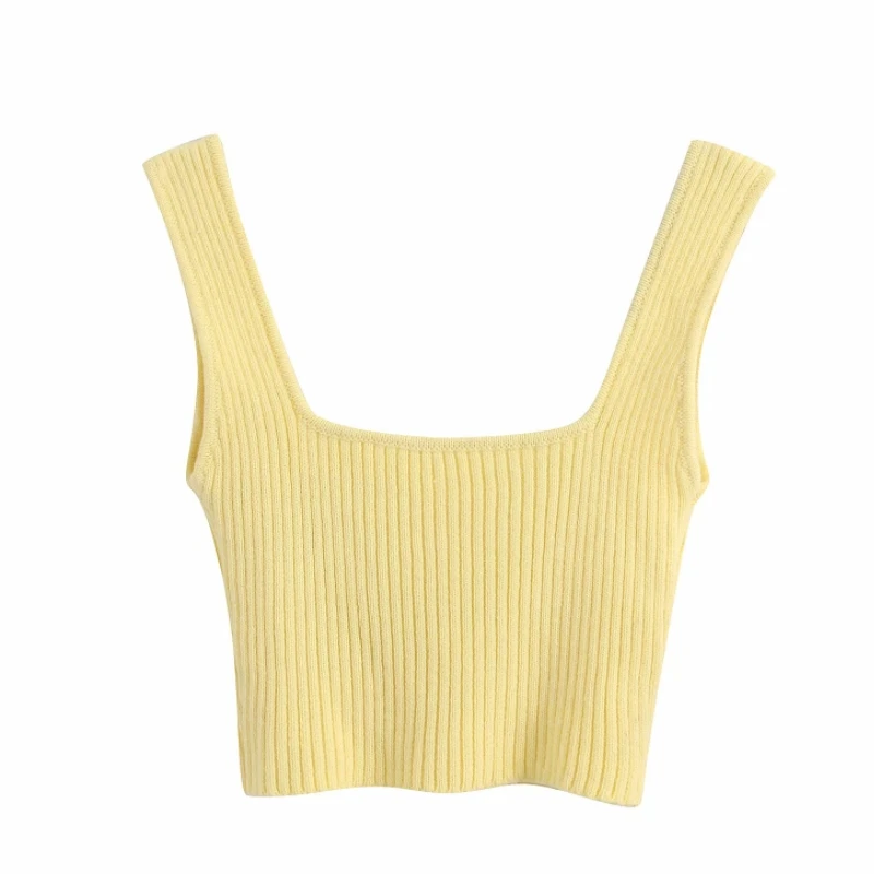 Новинка 2020 Женская Короткая желтая шикарная майка на бретельках женский летний