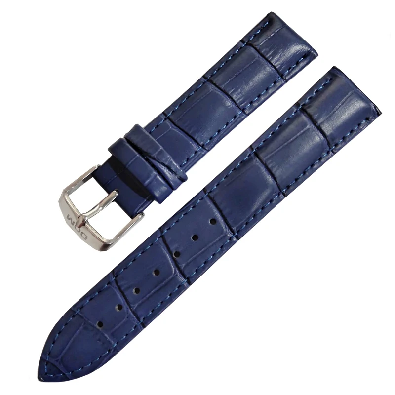 Blue 20mm DOM новые часы ремешок из натуральной кожи для женщин мужчин унисекс высокое качество коричневый черный водонепроницаемый Пряжка 20 мм наручные часы браслет - Цвет ремешка: Blue 20mm