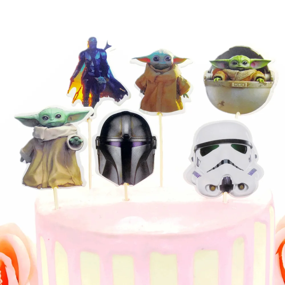 24 шт. мультяшный мандалор малыш йода Звездные войны кекс карточка вставка