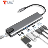 USB-концентратор Тип C 3,1 а 4K HDMI RJ45 USB SD/TF-адаптер PD Caga Rapida 8-EM-1 адаптер USB для MacBook AR Pro