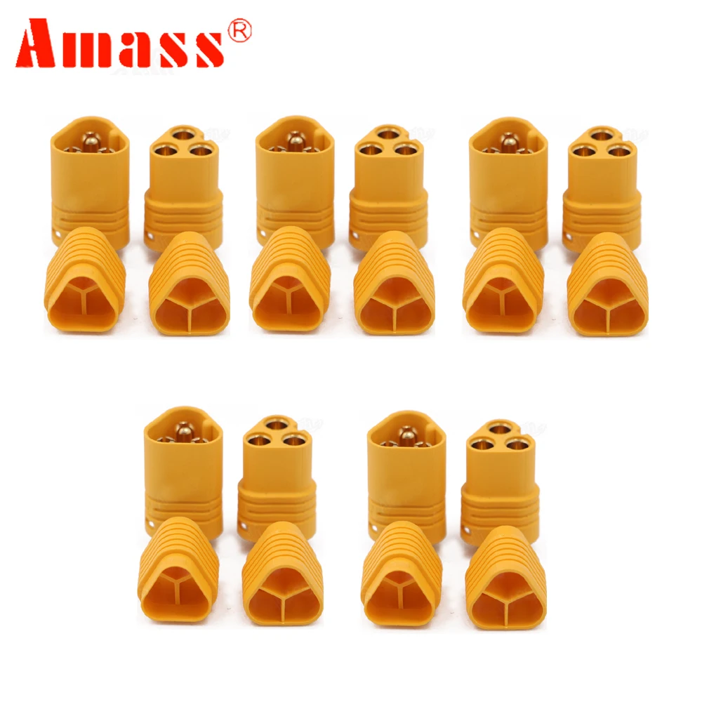 

5pair/lot Amass MT60 Male Female 3.5 mm Plug Connector with sheath Set for RC Multicopter Quadcopter Airplane ESC Accessories