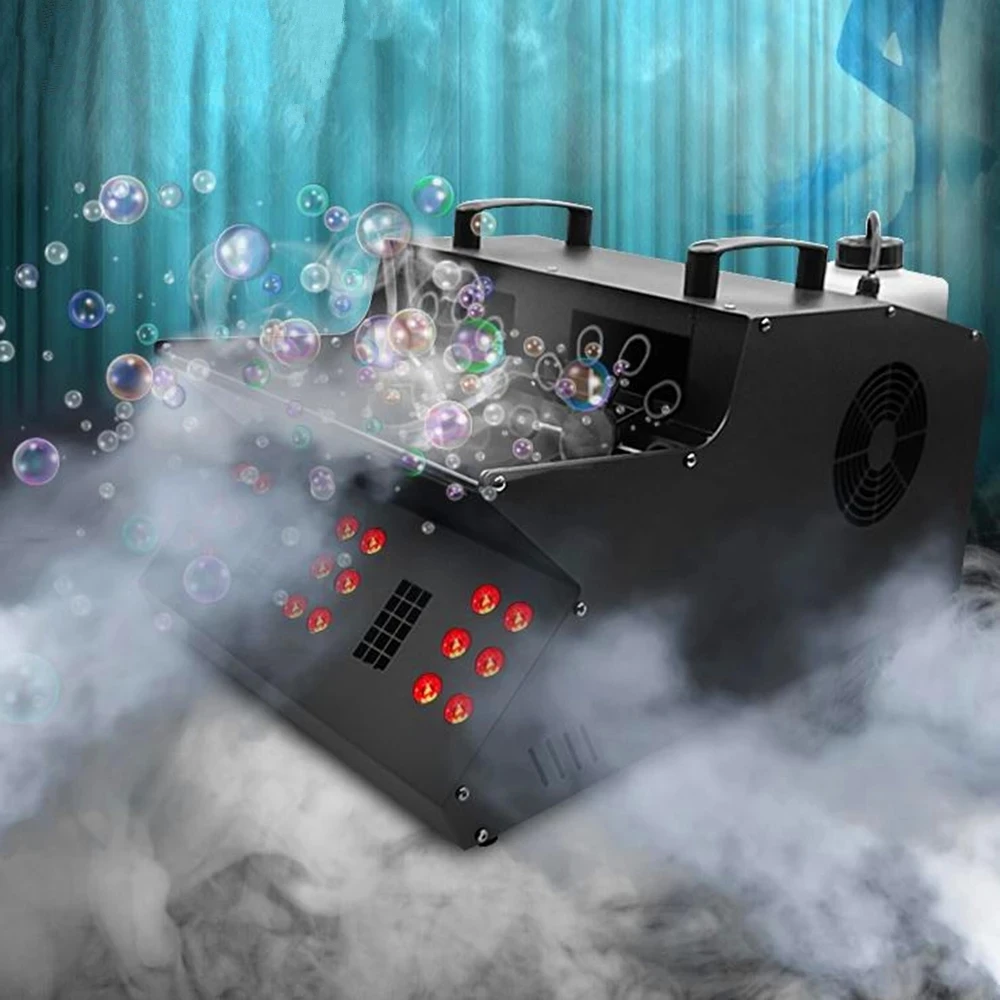 Stage Bubble Fog Machine 3000W With 18x3W LED Lights 3in1 Double Bubble Fans DMX512 Smoke Machine Stage Effect/Wireless Remote