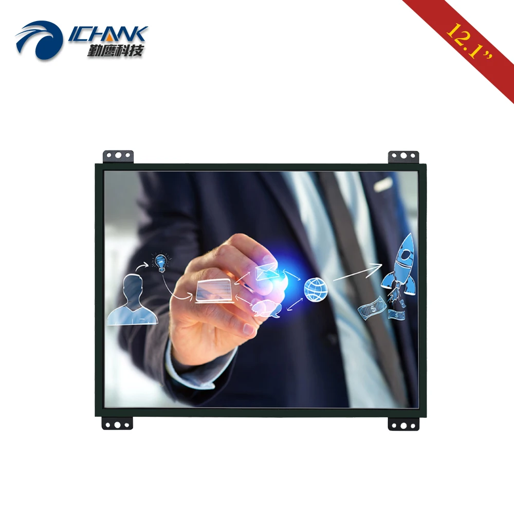 ZK120TC-DR2/12," дюймовый 1024x768 металлический корпус DVI VGA встроенный открытый каркас промышленное оборудование сенсорный ЖК-экран ПК Дисплей Монитор