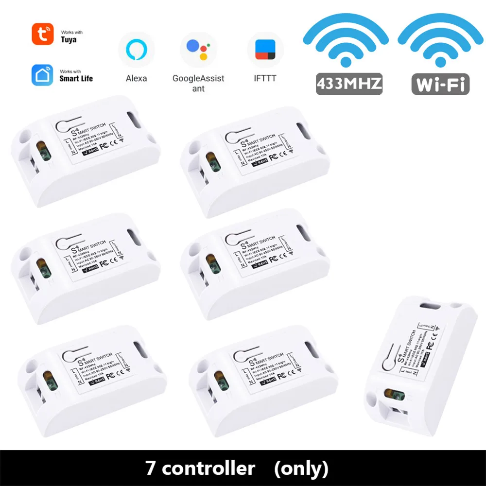 7 Controller SMATRUL Tuya Smart Life APP WiFi сенсорный выключатель светильник RF 433 МГц настенный DIY релейный таймер модуль Google Home Amazon Alexa 110 В 220 В 10A - Цвет: 7 Controller