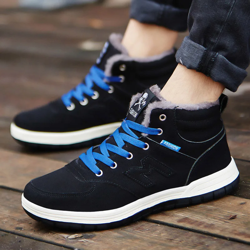 REETENE Men Boots Winter Man Shoes Plush Sneakers Mens Round Toe Keep Warm Footwear Lace-Up Casual Trendy | Обувь