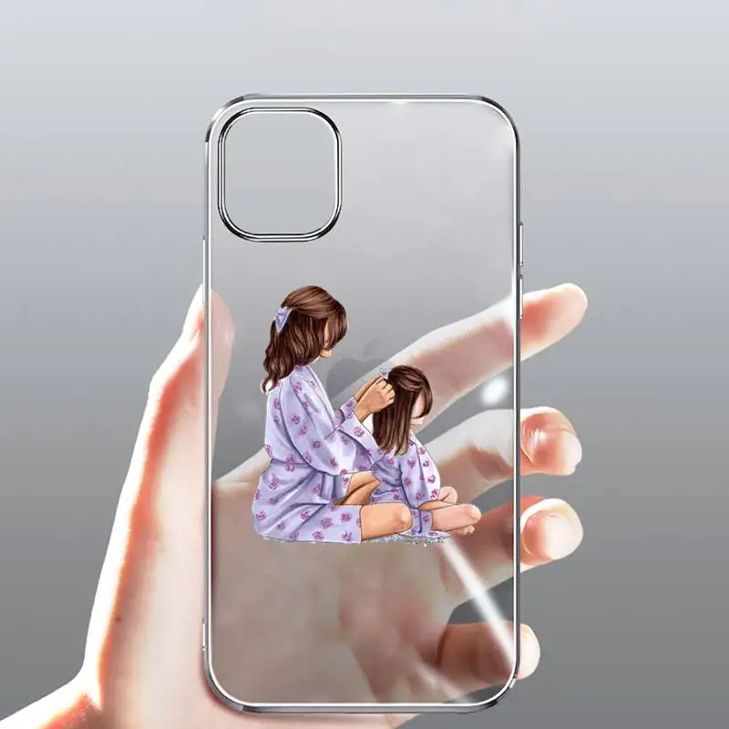 

Mom and baby Phone Case Transparent for Clear iPhone case 11 12 mini pro XS MAX 8 7 6 6S Plus X 5S SE 2020 XR