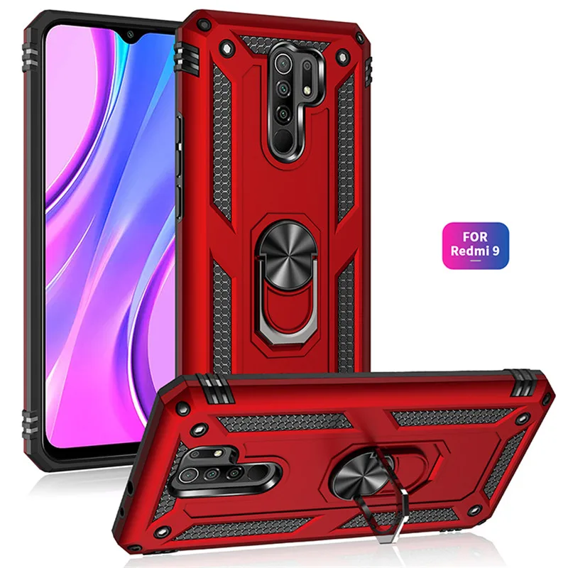 

For Xiaomi Redmi 9 Case 6.53" Magnet Car Ring Stand Holder Cover for Xiomi Redmi 9 Prime Redmi9 9prime M2004J19G Funda Coque
