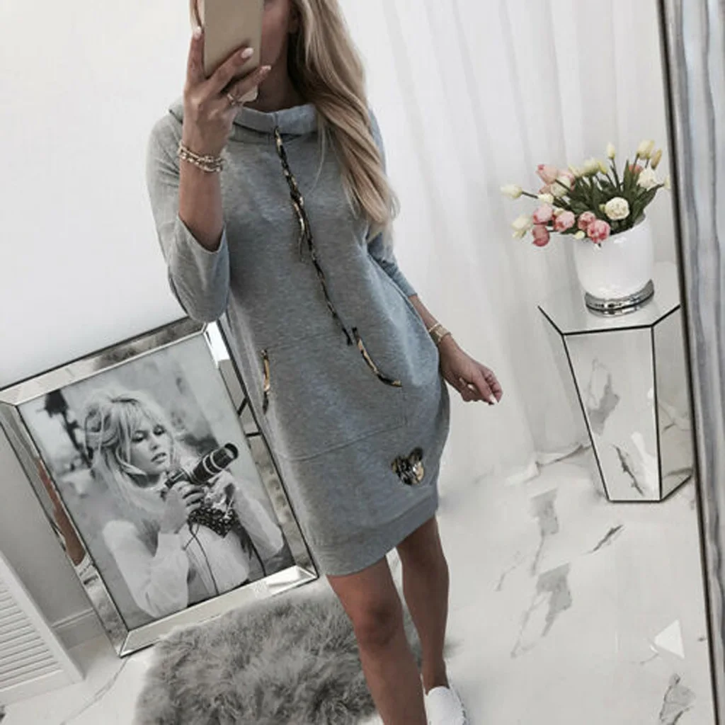 

2020 Autumn Street Hipsters In Cashmere Sweater Women's Pullover Hooded Loose Women's Sweater Dresses for Vestido Feminino