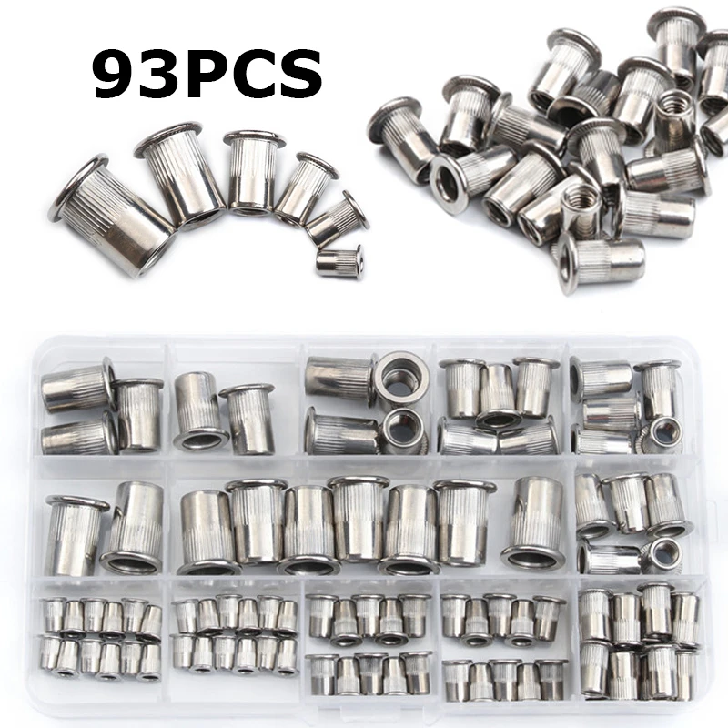 93 шт нержавеющая сталь M3/M4/M5/M6/M8/M10 Rivnut потайная заклепочная гайка вставка Nutsert