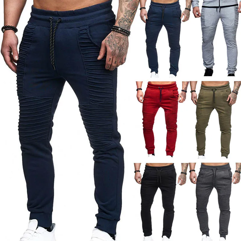 

Autumn Winter Pants Men Stripe Design Casual Slim Joggers Men Solid Full Length Sweatpants Men Hip Hop Streetwear Men Trousers