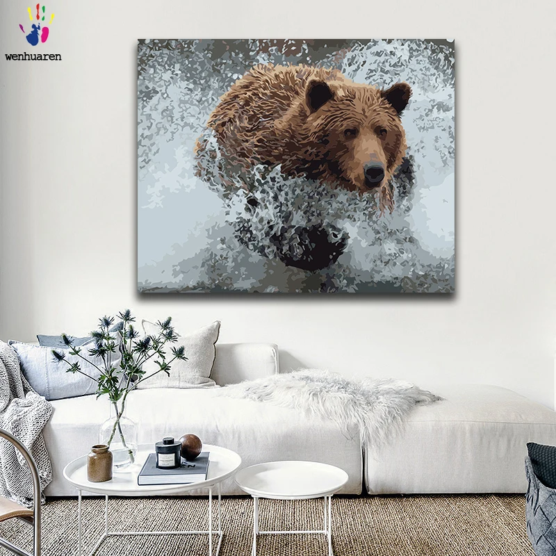 Краска по номерам художественная живопись медведь прекрасный сильный diy ручной