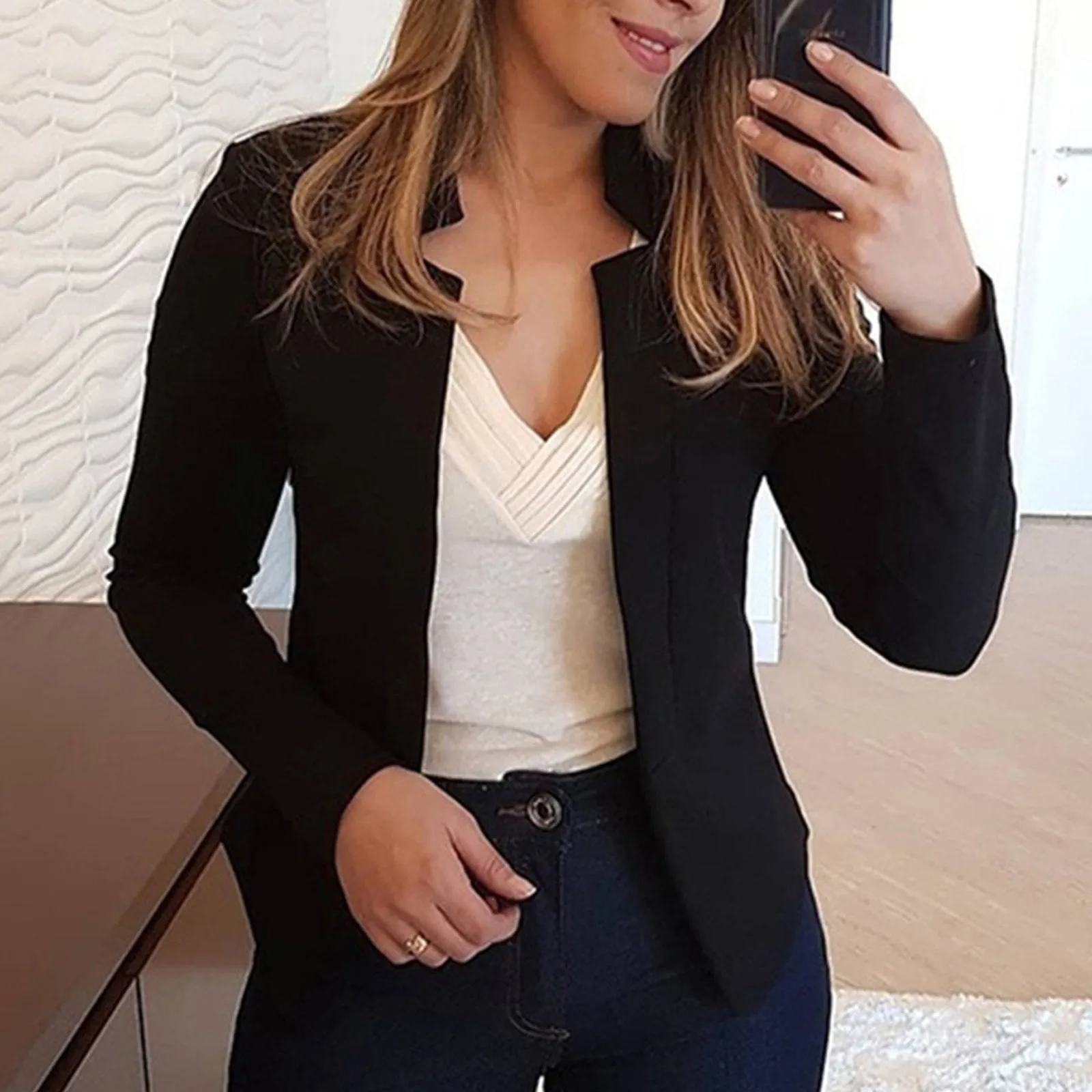 

2020 New Fashion Solid Color Lapel Blazer Women Elegant Vintage Casual Loose Temperament Coat Plus Size Coat Female Female