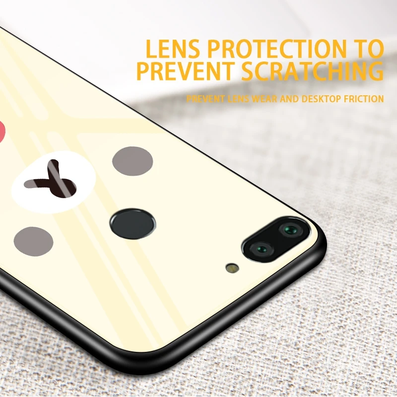 Роскошный чехол для телефона из закаленного стекла 9H с мультяшным рисунком