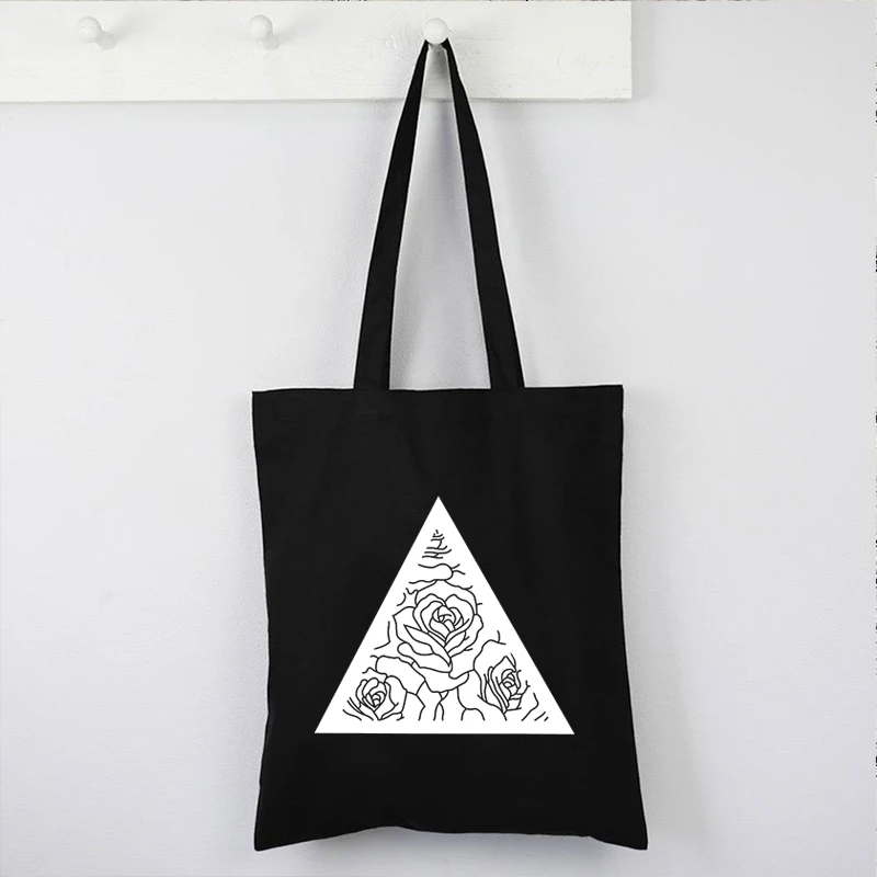 

Triangle Roses Tote Bags Art Print Shopping Bags for Mom Custom Friendly Products Floral Custom Bags with Logo Cute