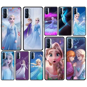beautiful princess elsa tempered glass cover for realme 7 7i xt c3 6 5 pro for oppo a9 2020 a52 find x2 lite phone case free global shipping