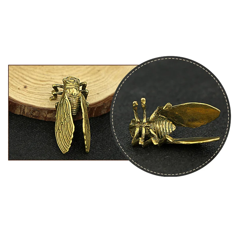 1* креативная фигурка ручной работы из чистой латуни Cicada, статуэтка животного, миниатюрная статуэтка, украшение для домашнего офиса