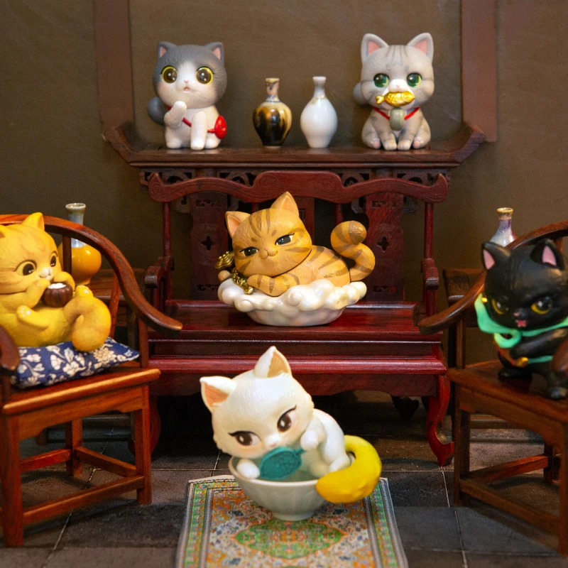

Guan Fu Cat Blind Box Cute Cat Cartoon Animals Decoration Museum Popular Curator Tide Play Figure Girl's Heart Gift Doll Kid Toy