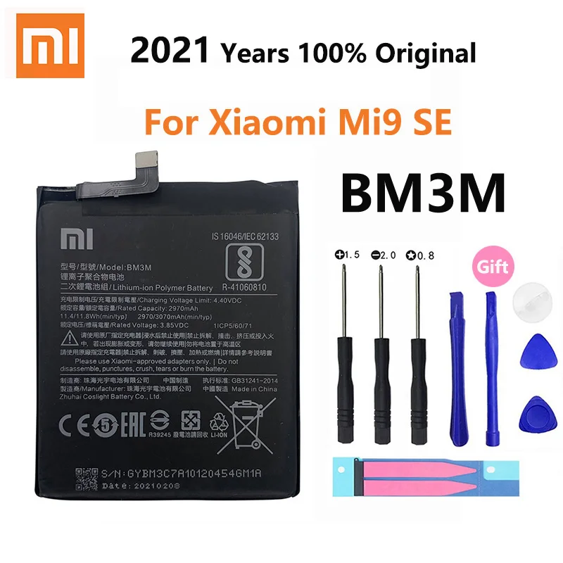 Xiaomi-bater&iacute;a Original Mi 100% BM3M para Xiaomi Mi9 SE, repuesto de tel&eacute;fono recargable de alta capacidad, 3070mAh, Akku-0