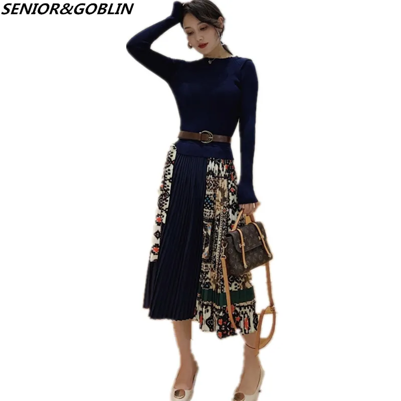 Женское трикотажное платье свитер с длинным рукавом и поясом|Женские платья| |