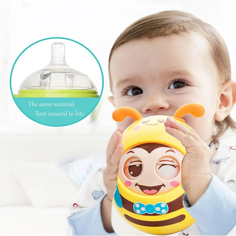 

Baby Rattles Mobile Doll Bell Blink Eyes Tumbler Roly-poly Silicon Teether Toy Fun For Newborns Gift Baby 0-12 Months Toys
