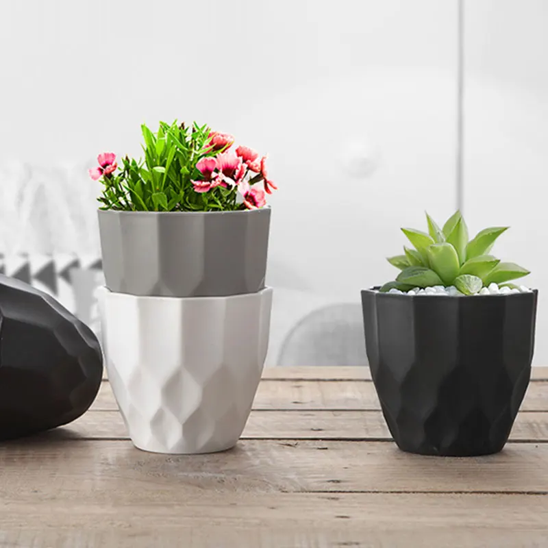 Plastic Succulent Planting Pots Frosted Round Flower Tabletop Simple Gardening Potted Plants High Quality Nursery Flowerpot | Дом и сад