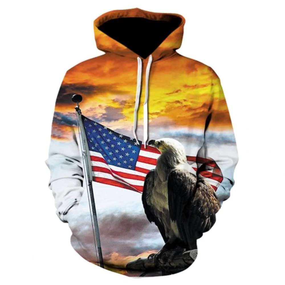 

Men's flying eagle print hoodie custom design sports fashion 3d streetwear jacket xxs-6xl