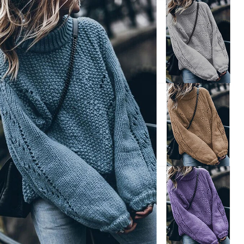 

Новинка Осень-зима 2021, милый женский свитер с круглым вырезом, универсальный облегающий Женский пуловер с длинными рукавами-фонариками