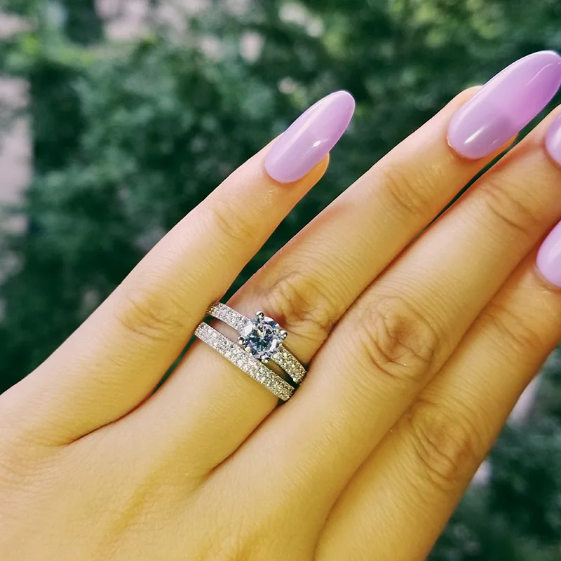 Набор женских колец Moonso из стерлингового серебра 925 пробы Обручальные и