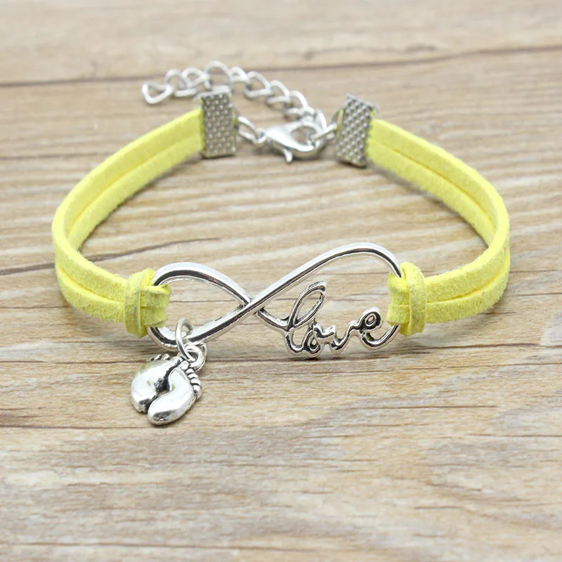 Браслет с подвеской Бесконечность Любовь двойная нога замша кожа регулируемые