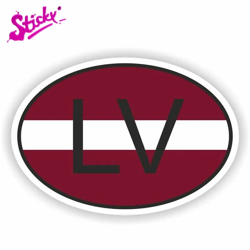 

STICKY Motorcycle LV LATVIA Flag Decal Country Code Car Sticker Stylingmotorcycle Off-road Laptop Trunk Guitar Vinyl Sticker