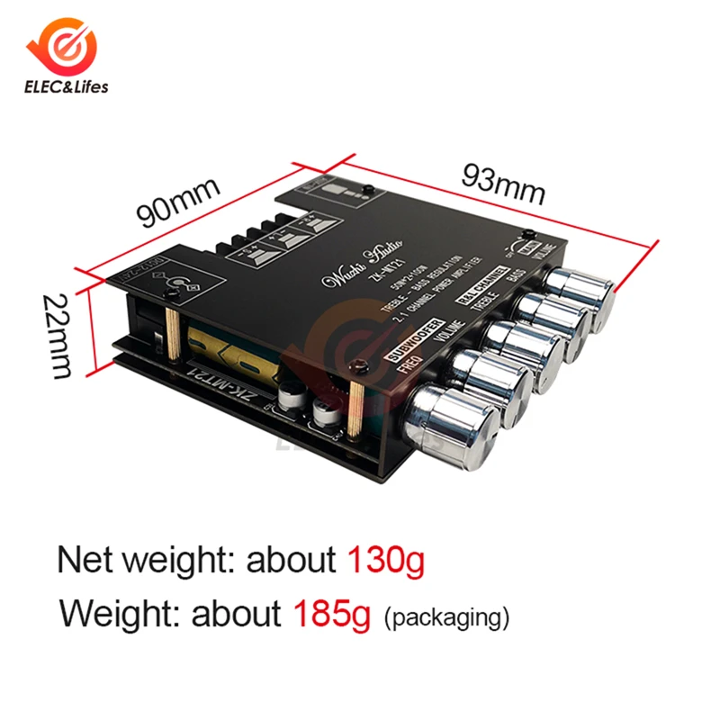 Плата усилителя сабвуфера 12-24 В постоянного тока MT21 2 1 каналов Bluetooth 5 0 50 Вт x2 + 100
