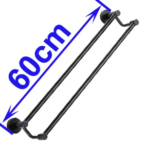 L is 60 cm Матовый черный аксессуар для ванной комнаты из нержавеющей стали, двойной держатель для полотенец 60 см YT-10998-H - Цвет: L is 60 cm